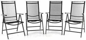 Set de patru scaune reglabile de grădină - negru