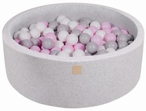 Piscina uscata cu 200 de bile (Alb, Gri, Roz Pastel) MeowBaby  , 90x30 cm, Gri Deschis