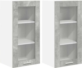 vidaXL Dulap suspendat cu ușă 2 pcs Gri din beton 40 x 31 x 80 cm