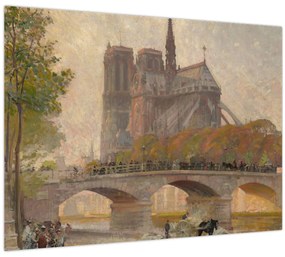 Tablou pe sticlă - Robert William Vonnoh, Notre Dame de Paris, reproducere (70x50 cm)