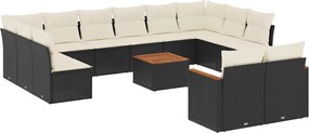 vidaXL Set mobilier de grădină cu perne, 13 piese, negru, poliratan