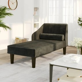 340720 vidaXL Șezlong cu suport, negru, catifea