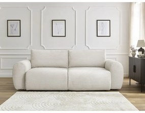 Canapea crem extensibilă cu tapițerie din catifea reiată 257 cm Lucien – Bobochic Paris