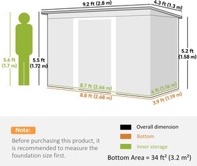 Outsunny Casuta pentru unelte de gradina, 277x130x173cm, verde | Aosom Romania