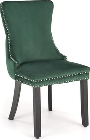 Scaun ALDA, verde inchis/negru, stofa catifelata/lemn, 50x62x95 cm