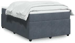 vidaXL Pat box spring cu saltea, gri închis, 120x200 cm, catifea