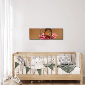 Tablou cu fluture pe floare (cu ceas) (90x30 cm)