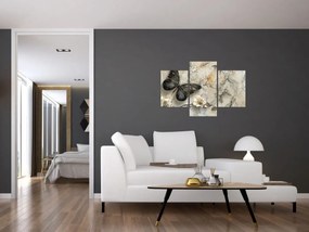 Tablou - Marmură de fundal cu fluturi (90x60 cm)
