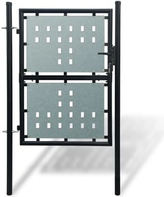 Poarta de gard cu o usa, negru, 100x200 cm Negru, 100 x 200 cm