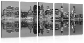 Tablou 5-piese orașul Manhattan în design alb-negru