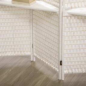 HOMCOM Separator de cameră 4 panouri 2 rafturi pliabile alb paie | Aosom Romania