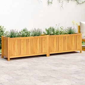 vidaXL Jardinieră de grădină cu căptușeală 199x38,5x50 cm, lemn acacia