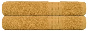 vidaXL Prosoape 2 buc Aur 100x200 cm 360 g/m² 100% bumbac