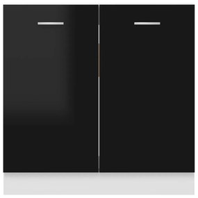 Masca de chiuveta, negru extralucios, 80 x 46 x 81,5 cm, PAL negru foarte lucios, Dulap inferior de chiuveta, 1