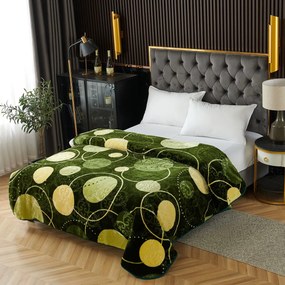 Pătură Cocolino gofrată 3D, verde cu cercuri, 200x240 cm, 2,2 kg, PGU204