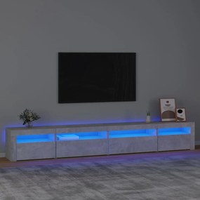 Comoda TV cu lumini LED, gri beton, 270x35x40 cm 1, Gri beton, 270 x 35 x 40 cm