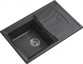 Chiuveta compozit Inter Ceramic finisaj negru 78x50 cm cu picurator
