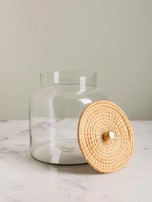 Borcan din sticla, cu capac din trestie de zahar, H24cm Provence
