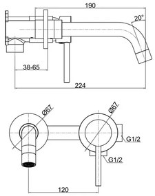 Baterie lavoar incastrata FDesign Flusso auriu lucios cu corp ingropat