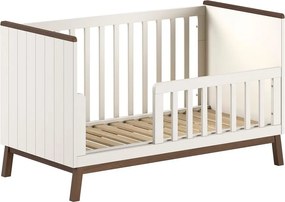 Pătuț bej din lemn de pin cu latură detașabilă/cu înălțime reglabilă 70x140 cm Sezane – Vipack