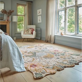 Covor roz deschis țesut manual din lână 200x290 cm Daphne Shaped Floral – Flair Rugs