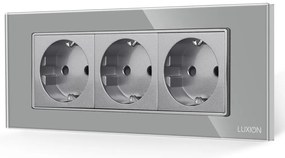 Priza Tripla cu Rama din Sticla LUXION, Standard Italian, 6M