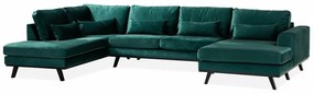 Colțar Seattle K101Verde, 351x202x85cm, Picioare: Lemn, Lemn: Pin