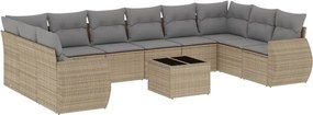 vidaXL Set canapele de grădină cu perne, 11 piese, bej, poliratan