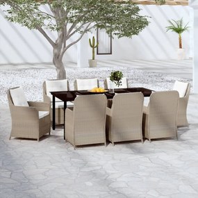 Set mobilier pentru gradina, 9 piese, maro