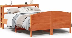 vidaXL Cadru pat fără saltea, maro ceruit, 135x190 cm, lemn masiv pin