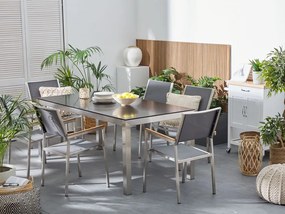Set de masă pentru grădină Grosso (negru) (6 scaune gri). 1011731