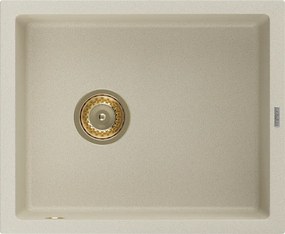 Mexen Pedro chiuvetă de granit cu 1 cuvă 560 x 460 mm, bej, sifon auriu - 6508561000-69-G
