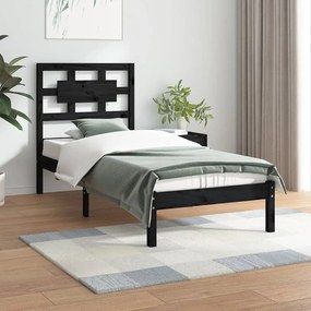 3107342 vidaXL Cadru de pat, negru, 90x200 cm, lemn masiv de pin