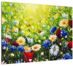 Tablou pe sticlă - Flori sălbatice (70x50 cm)