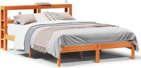 vidaXL Cadru de pat cu tăblie, maro ceruit, 150x200 cm, lemn masiv pin