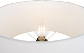 Vloerlamp beige met ovale witte linnen kap 35cm - Thijmen