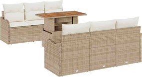 vidaXL Set de canapele pentru grădină 7 pcs Bej Rattan poli