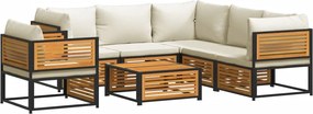 vidaXL Set canapele grădină cu perne, 7 piese, lemn masiv acacia
