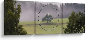 Tablou - Lunca cu copac (cu ceas) (90x30 cm)