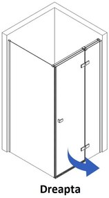 Cabina de dus cu usa batanta dreapta Rea Atlas 90 x 90 cm crom