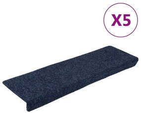 vidaXL Covorașe autoadezive pentru scări, 5 buc., 65x21x4 cm, antracit, cu margine dreptunghiulară