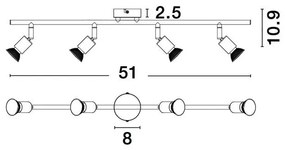 Plafonirea cu 4 spoturi design minimalist LUP negru