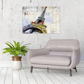 Tablou pe sticlă - Arta digitală a Turnului Eiffel (70x50 cm)