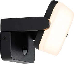 Aplică de perete exterioară neagră cu LED reglabil cu senzor de mișcare - Kamile