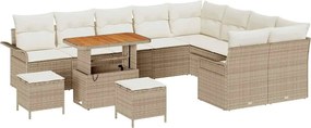 vidaXL Set de canapele pentru grădină cu pernă 12 pcs Bej și crem