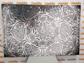 Tablou Mandala  indiană cu un fundal galactic în alb și negru