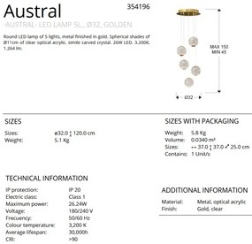 Lustra cu 5 pendule LED design modern Austral SV-354196