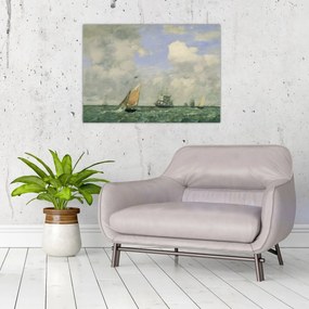 Tablou - Eugène Boudin, Ships and Sailing Boats Leaving Le Havre, reproducere (70x50 cm)