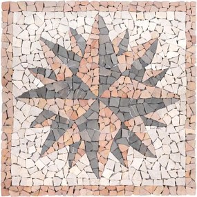 Mozaic din marmură, motiv Rosone Windrose, 90 x 90 cm