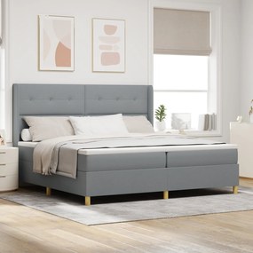 vidaXL Pat cu saltea cu arcuri Gri deschis 200 x 200 cm, țesătură